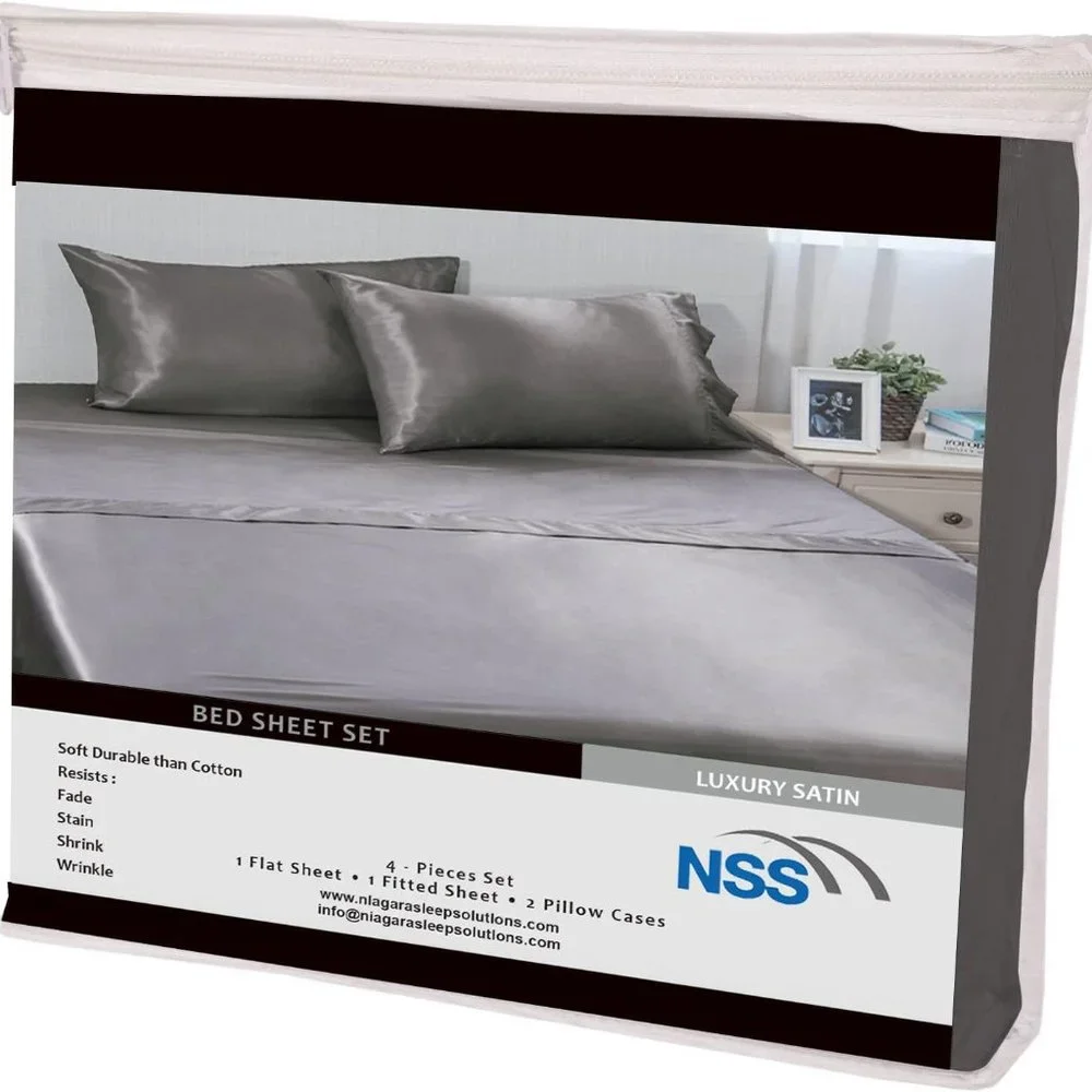 King Sz 4 Pc Bed Sheet Set Silky Smooth Satin Deep Pocket X002YMM88F